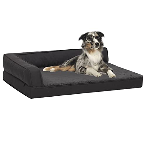 Animals & Pet Supplies,Pet Supplies,Dog Supplies,Dog Beds,Ergonomic Dog Bed Mattress 90x64cm Linen Look Fleece Black von DCRAF