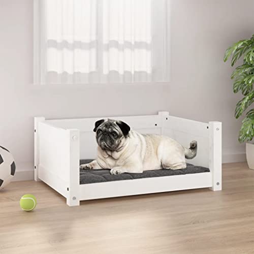 Animals & Pet Supplies Hundebett Weiß 65,5x50,5x28 cm Kiefer massiv von DCRAF