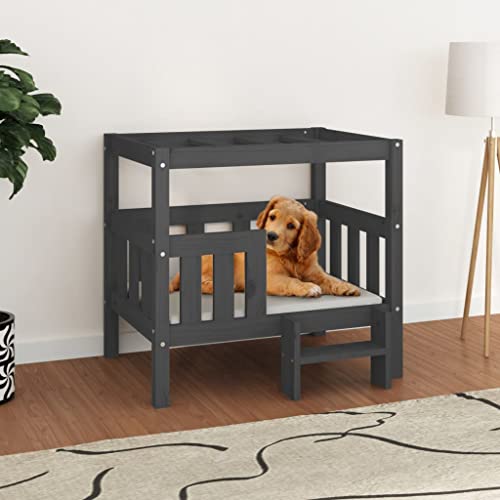 DCRAF Farbe: GrauMaterial: Kiefer massiv - Hundebett grau 75,5x63,5x70 cm Massivholz Kiefer von DCRAF