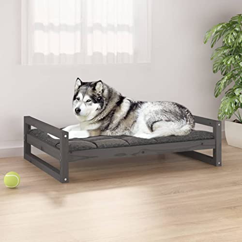 DCRAF Home Products-Hundebett grau 105,5x75,5x28 cm Kiefer massiv von DCRAF