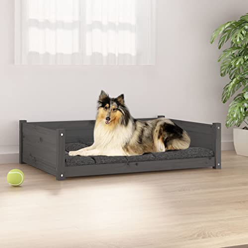 DCRAF Home Products-Hundebett grau 95,5x65,5x28 cm Kiefer massiv von DCRAF