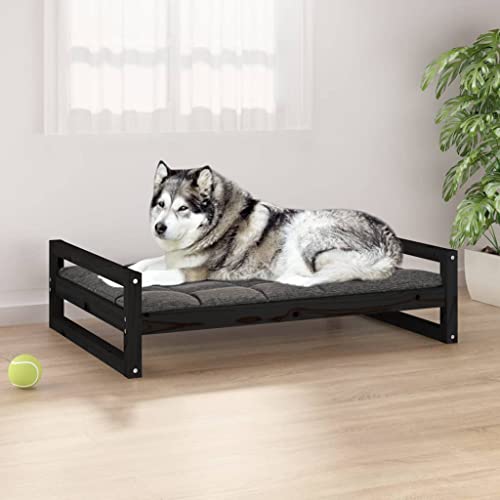 DCRAF Home Products-Hundebett schwarz 105,5x75,5x28 cm Kiefer massiv von DCRAF