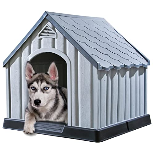 Dog Supplies Hundehütte grau 92x87x91cm Kunststoff Tiere & Haustierbedarf von DCRAF