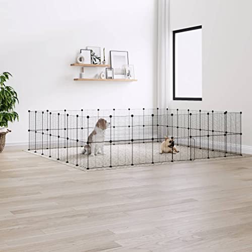 Farbe: Schwarz-60-Panel Haustierkäfig mit Tür schwarz 35x35cm Stahl von DCRAF