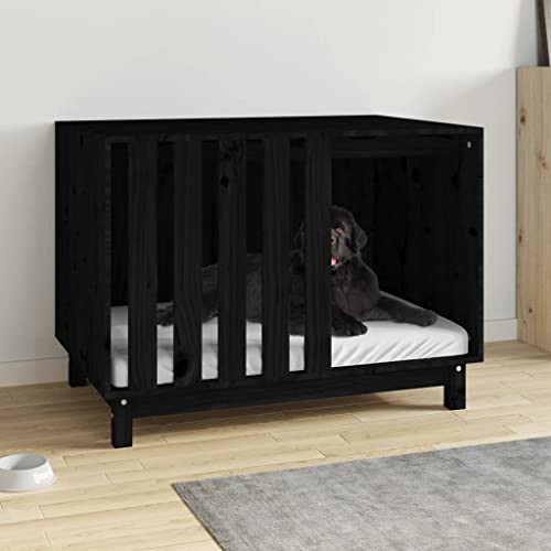 Farbe: schwarz-Hundehaus schwarz 90x60x67cm Massivholz Kiefer von DCRAF