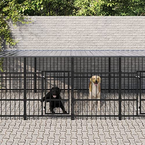 Farbe: schwarz-Outdoor Hundehütte mit Dach aus Stahl 7,51 m von DCRAF