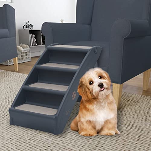 Home Furniture Garden Hunde-Treppe, zusammenklappbar, 4 Stufen, Dunkelgrau von DCRAF