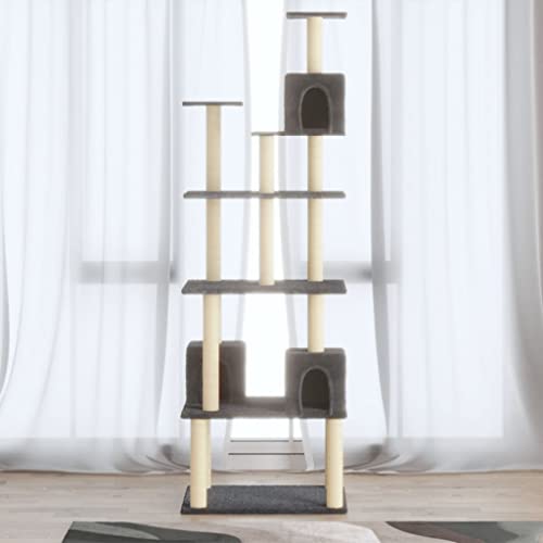 Home Furniture Kratzbaum mit Sisal-Kratzstämmen, dunkelgrau, 188 cm Gr von DCRAF