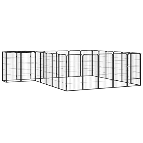 Startseite Möbel 26-Panel Hunde-Laufgitter schwarz 50x100 cm Größe pulverbeschichteter Stahl von DCRAF