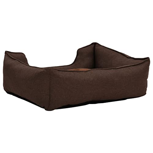 Tier- und Haustierbedarf, Haustierbedarf, Hundebett, Hundebett, Braun, 85,5 x 70 x 23 cm, Leinenoptik Fleece von DCRAF