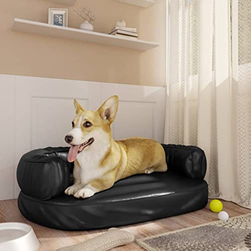 Tier- und Haustierbedarf, Haustierbedarf, Hundebetten, ergonomisches Schaumstoff-Hundebett, schwarz, 60 x 42 cm, Kunstleder von DCRAF