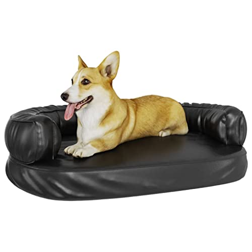 Tier- und Haustierbedarf, Haustierbedarf, Hundebetten, ergonomisches Schaumstoff-Hundebett, schwarz, 88 x 65 cm, Kunstleder von DCRAF