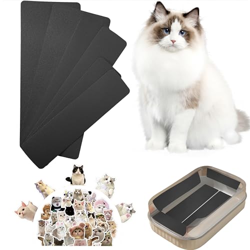 DCSUCC Katzen-Nagelfeile Kratzstreifen – 6 Stück Katzenkratzeinsatz für Katzentoilette, 3 Paar Abziehstab-Katzenstreifen in verschiedenen Größen – empfohlen für Katzentoiletten (schwarz) von DCSUCC