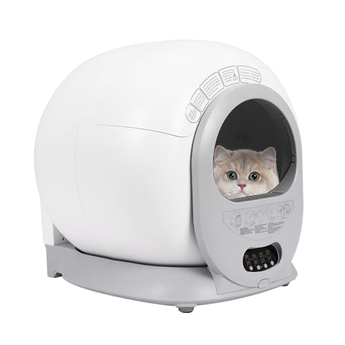 Katzenklo Selbstreinigend 65L Selbstreinigende Katzentoilette mit 1 Rollen Müllsäcke,APP-Steuerung und Sicherheitswarnung, Automatisches Katzenklo für Mehrere Katzen von DCSYOG
