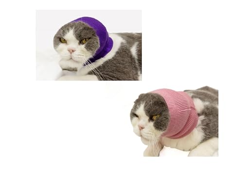 DDFS Beruhigende Katzenkopfabdeckung, Ohrwickel für Katzen, Angst- und Stressabbau, Ohrwickel für Katzen, zur Verwendung im Bad, Rosa + Lila, Größe S, 2 Stück DDFS Beruhigende Katzenkopfabdeckung, Ohrwickel für Katzen, Angst- und Stressabbau, Ohrwickel für Katzen, zur Verwendung im Bad, Rosa + Lila, Größe S, 2 Stück von DDFS