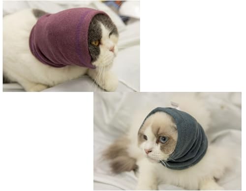 DDFS Beruhigende Katzenkopfabdeckung, Ohrwickel für Katzen, Angst- und Stressabbau, Ohrwickel für Katzen, zur Verwendung im Badeeimer, Flieder + Aquablau, Größe S, 2 Stück DDFS Beruhigende Katzenkopfabdeckung, Ohrwickel für Katzen, Angst- und Stressabbau, Ohrwickel für Katzen, zur Verwendung im Badeeimer, Flieder + Aquablau, Größe S, 2 Stück von DDFS