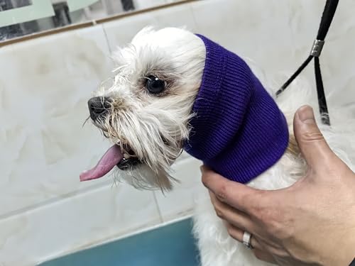 DDFS Hundeohrabdeckungen für die Fellpflege, Nackenschutz, Hundeohrwickel, Snood, Haustiergeräuschunterdrückung, Kopfhörer für Hunde, Lila, M von DDFS
