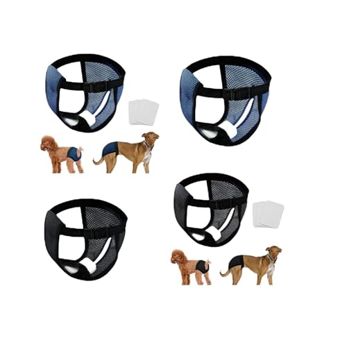 DDFS Hundewindeln, Menstruationswunden, verstellbar, für mittelgroße Hunde, wiederverwendbare Windeln mit 6 Ersatzwindeln, atmungsaktives Netzgewebe, waschbar, 2 Stück (schwarz + blau) von DDFS