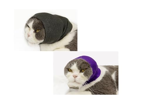 DDFS Katzen-Ohrwickel ohne Klappe, 2 Stück, Katzenohrwickel für Katzen, Angst- und Stressabbau, Ohrwickel für Katzen, zur Verwendung im Bad, Grau + Lila, Größe S DDFS Katzen-Ohrwickel ohne Klappe, 2 Stück, Katzenohrwickel für Katzen, Angst- und Stressabbau, Ohrwickel für Katzen, zur Verwendung im Bad, Grau + Lila, Größe S von DDFS