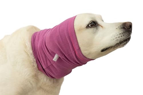 DDFS No Flap Dog Ear Wrap Dog Bathing Supplies Ear Cover Snood Ear Protection Pet Flap Head Wrap for Noise Cancelling Dog Calming Ear Cover Rose L von DDFS