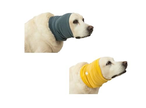 DDFS Hundeohrschutz, Ohrwickel, leise Ohren, Geräuschunterdrückung, Hundekopf-Ohren für Hämatome, Gelb + Aquablau, Größe L von DDFS