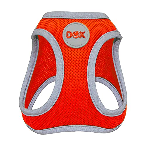 DDOXX Reflektierendes Airmesh Step-In Hundegeschirr - Verstellbare Brust Welpengeschirr für alle Größen - L (Orange) von DDOXX