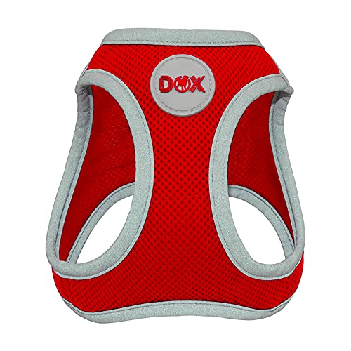 DDOXX Reflektierendes Airmesh Step-In Hundegeschirr - Verstellbare Brust Welpengeschirr für alle Größen - XL (Rot) von DDOXX