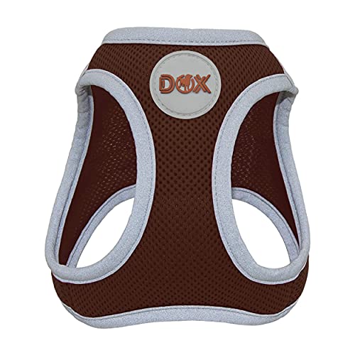 DDOXX Reflektierendes Airmesh Step-In Hundegeschirr - Verstellbare Brust Welpengeschirr für alle Größen - L (Braun) von DDOXX
