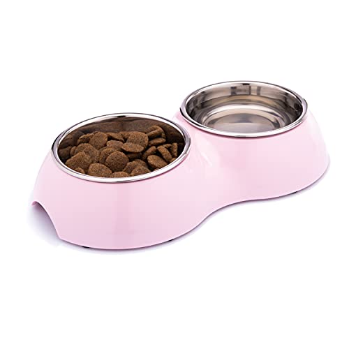 DDOXX Doppel-Fressnapf für Hunde - Hundenapf Edelstahl rutschfest - Spülmaschinentauglicher Melamin-Fressnapf Katze - 2 x 350 ml (Pink) von DDOXX