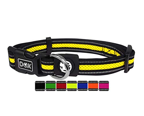 DDOXX Hundehalsband Air Mesh, reflektierend, verstellbar, gepolstert | viele Farben | für kleine & große Hunde | Halsband Hund Katze Welpe | Hunde-Halsbänder | Katzen-Halsband klein | Gelb, L von DDOXX