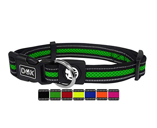 DDOXX Reflektierendes Airmesh Hundehalsband - Stabiles und Verstellbares Welpenhalsband für alle Größen - L (Grün) von DDOXX