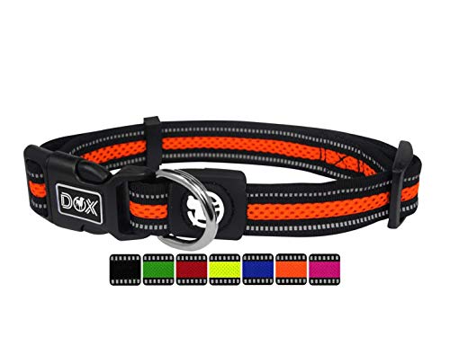 DDOXX Reflektierendes Airmesh Hundehalsband - Stabiles und Verstellbares Welpenhalsband für alle Größen - M (Orange) von DDOXX