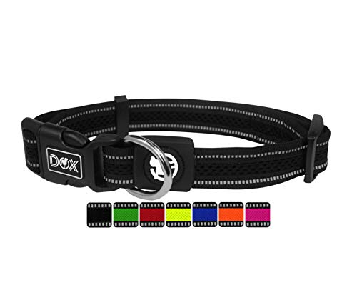DDOXX Hundehalsband Air Mesh, reflektierend, verstellbar, gepolstert | viele Farben | für kleine & große Hunde | Halsband Hund Katze Welpe | Hunde-Halsbänder | Katzen-Halsband klein | Schwarz, L von DDOXX