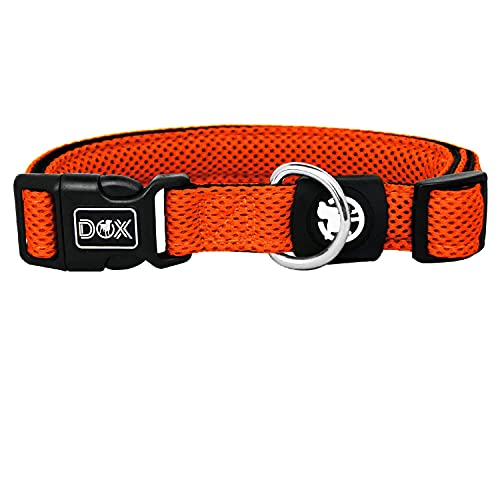 DDOXX Hundehalsband Air Mesh, verstellbar, gepolstert | viele Farben | für kleine & große Hunde | Halsband Hund Katze Welpe | Hunde-Halsbänder | Katzen-Halsband Welpen-Halsband klein | Orange, M von DDOXX