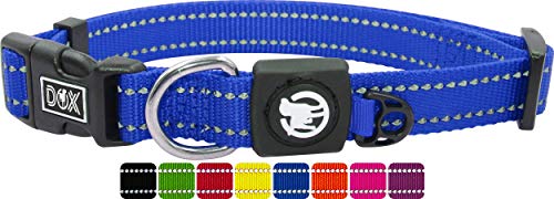 DDOXX Reflektierendes Nylon Hundehalsband - Stabiles und Verstellbares Welpenhalsband für alle Größen - S (Blau) von DDOXX
