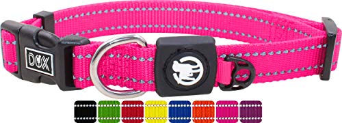 DDOXX Reflektierendes Nylon Hundehalsband - Stabiles und Verstellbares Welpenhalsband für alle Größen - L (Pink) von DDOXX