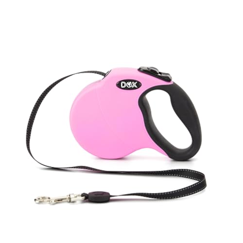DDOXX Hundeleine Ausziehbar - Stabile Reflektierende Nylonstreifen Hundeleine Bissfest - Rollleine Break & Lock System - XS (Pink) von DDOXX