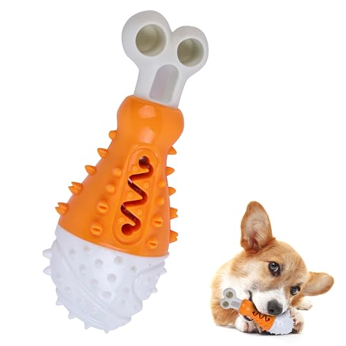 DDOXX Unzerstörbares Hundespielzeug für Aggressive Kauer - Interaktives Welpenzahnspielzeug aus Gummi, Hunde Kauspielzeug & langlebiges Puzzlespielzeug für Verschiedene Hunderassen - Orange von DDOXX