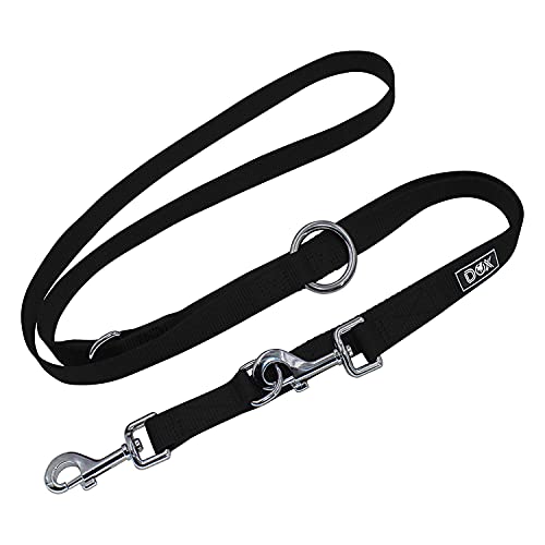 Nylon Hundeleine - DDOXX 2m, 3fach Verstellbare Hundeleine für Alle Hundegrößen - M, Schwarz von DDOXX