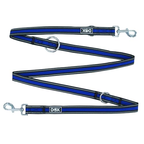 DDOXX Reflektierende Leine für Hunde, mit Air-Mesh - 2m, 3-Fach verstellbar, bissfest - Hundeführleine für alle Hundegrößen - M (Blau) - 2 x 200 cm von DDOXX