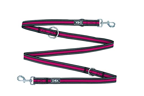 DDOXX Reflektierende Leine für Hunde, mit Air-Mesh - 2m, 3-Fach verstellbar, bissfest - Hundeführleine für alle Hundegrößen - M (Rosa) - 2 x 200 cm von DDOXX