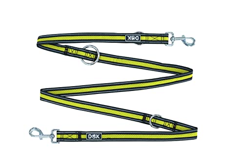DDOXX Reflektierende Leine für Hunde, mit Air-Mesh - 2m, 3-Fach verstellbar, bissfest - Hundeführleine für alle Hundegrößen - S (Gelb) - 1,5 x 200 cm, hundeleine Flexi von DDOXX