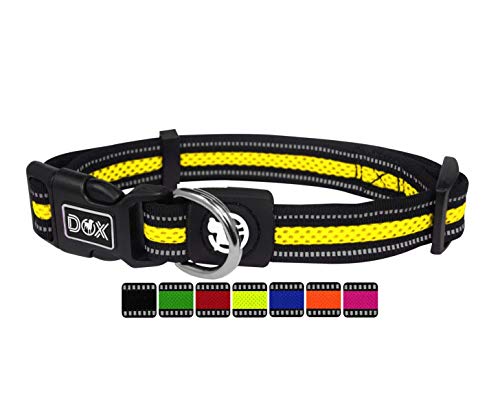 DDOXX Reflektierendes Airmesh Hundehalsband - Stabiles und Verstellbares Welpenhalsband für alle Größen - M (Gelb) von DDOXX