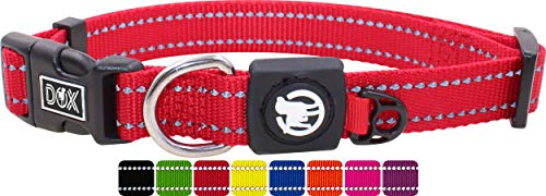 DDOXX Reflektierendes Nylon Hundehalsband - Stabiles und Verstellbares Welpenhalsband für alle Größen - XS (Rot) von DDOXX