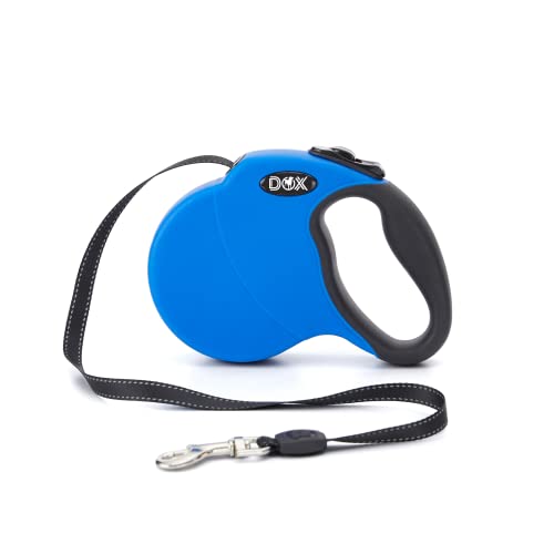 DDOXX Roll-Leine reflektierend, ausziehbar | viele Farben & Größen | für kleine & große Hunde | Gurt-Leine Hundeleine einziehbar Welpe Katze | Hundeleinen Zubehör Hund | L, 5 m, bis 50 kg, Blau von DDOXX