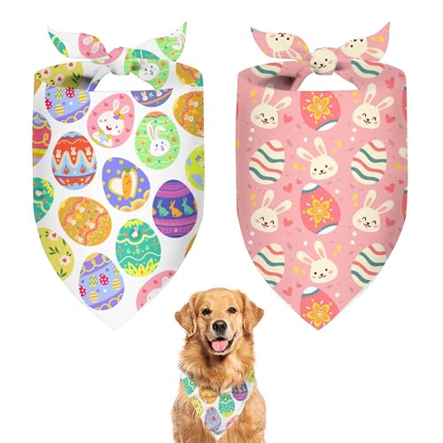 2 x Oster-Hundehalstuch, Hundehalstuch, lustiges Oster-Hunde-Schal, modisches Design für mittelgroße Hunde, Oster-Outfit, perfektes Urlaubsgeschenk für Haustiere von DDPODNQAK