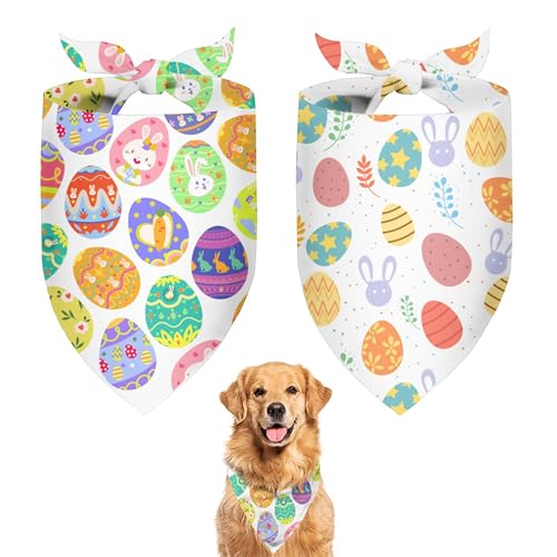 2 x Oster-Hundehalstuch, Hundehalstuch, lustiges Oster-Hunde-Schal, modisches Design für mittelgroße Hunde, Oster-Outfit, perfektes Urlaubsgeschenk für Haustiere von DDPODNQAK