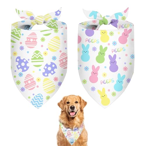 2 x Oster-Hundehalstuch, Hundehalstuch, lustiges Oster-Hunde-Schal, modisches Design für mittelgroße Hunde, Oster-Outfit, perfektes Urlaubsgeschenk für Haustiere von DDPODNQAK