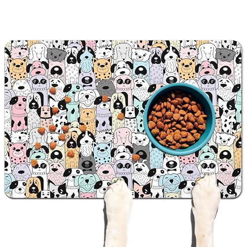 Haustier-Futtermatte für Böden, wasserdichte Hundematte für Futter und Wasser, saugfähig, schnell trocknend, rutschfeste Matte für Katzennäpfe von DDPODNQAK
