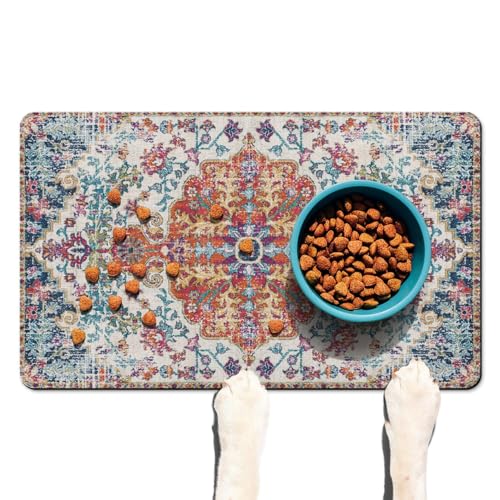 Haustier-Futtermatte für Böden, wasserdichte Hundematte für Futter und Wasser, saugfähig, schnell trocknend, rutschfeste Matte für Katzennäpfe von DDPODNQAK